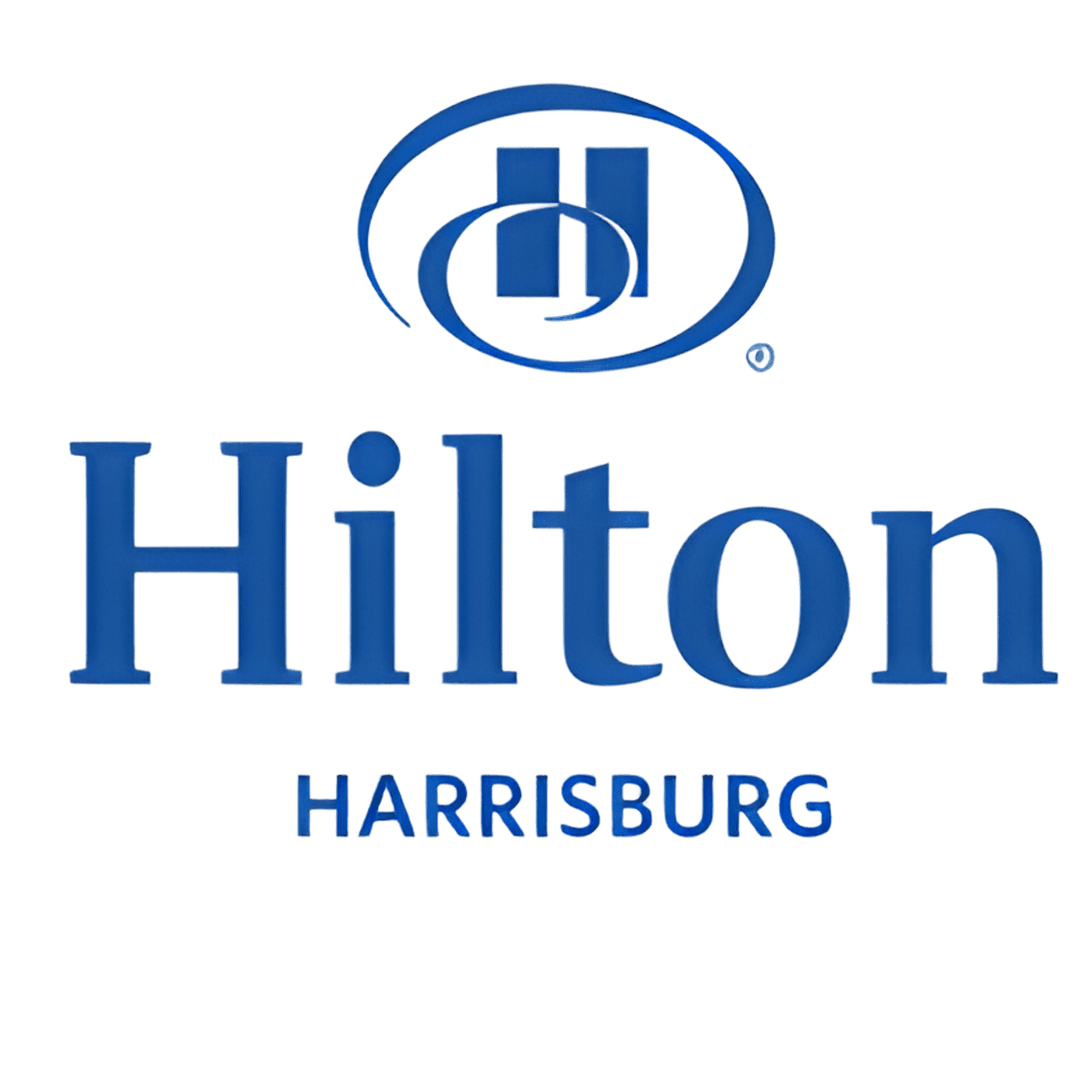 Hilton_harrisburg The Hilton Harrisburg logo features a stylized "H" with the words "Hilton" and "Harrisburg" in blue text on a white background.