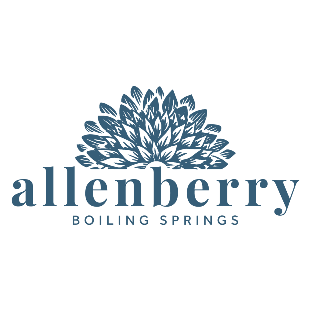 The image shows the Allenberry logo with a stylized blue plant graphic above the words “allenberry BOILING SPRINGS” in capital and lowercase letters on a white background.