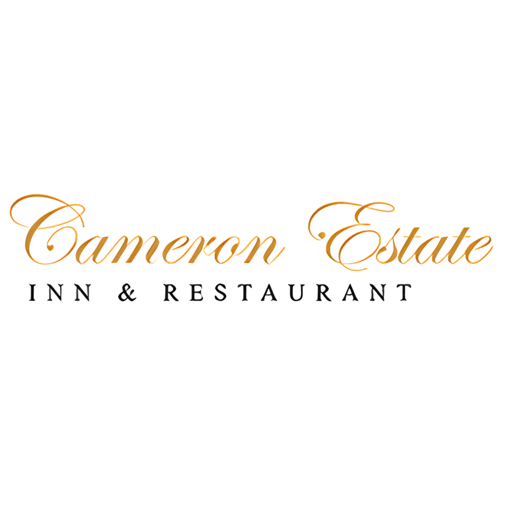 Cameron Estate Inn & Restaurant logo with "Cameron Estate" in gold script and "INN & RESTAURANT" in black uppercase letters on a white background.