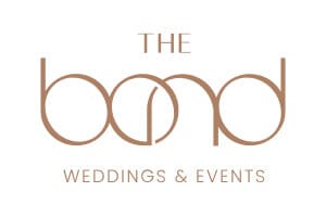 Logo for "The Bond Weddings & Events" featuring stylized text in brown on a white background.