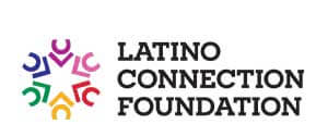 Logo of Latino Connection Foundation with a stylized star formed by multicolored abstract figures to the left of the organization’s name in black text.