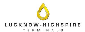 Lucknow-Highspire Terminals logo with a stylized yellow and gold droplet above the company name in black capital letters.