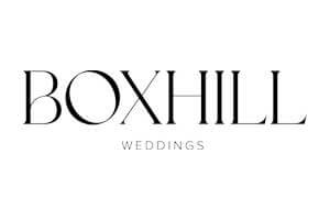 venue-logo-boxhill The image shows the words "BOXHILL WEDDINGS" in a minimalist, modern font on a white background.