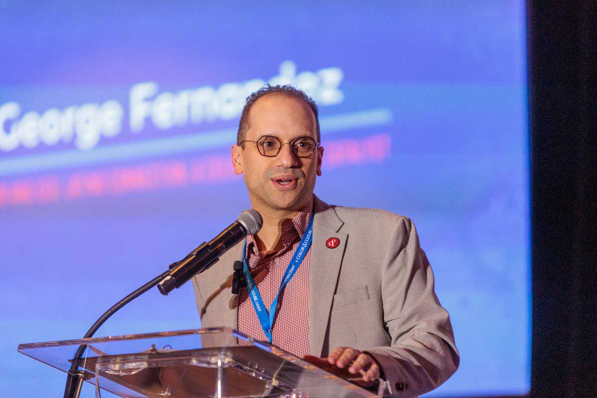 A speaker at the podium during the State of the Union on Latino Health